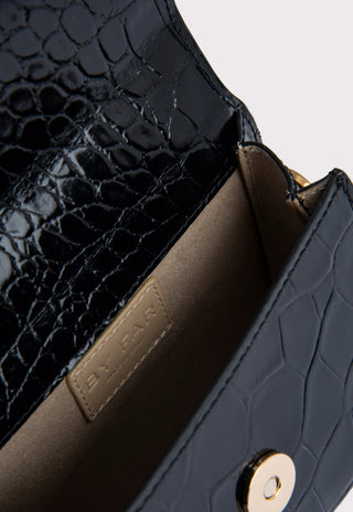BY FAR  Accessories Mini Black Croco Embossed Leather