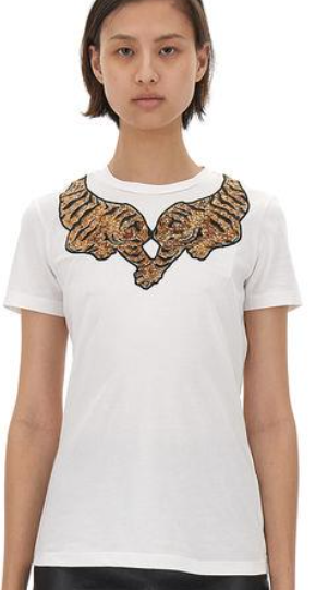Roberto Cavalli,Ready to Wear Crystal-Embellished Tiger-Appliqué T-Shirt