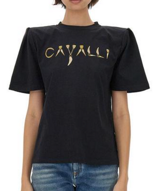 Roberto Cavalli,Ready to Wear Logo-Print Cotton T-Shirt
