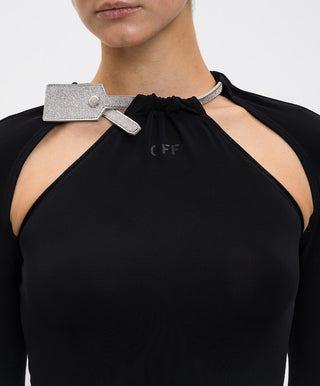 OFF WHITE SEC SKIN CRYSTAL TIE TOP