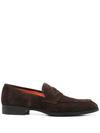 SANTONI low-heel suede loafers