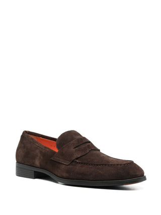 SANTONI low-heel suede loafers