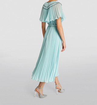 SELF PORTRAIT Chiffon Scallop Collar Midi Dress