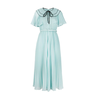 SELF PORTRAIT Chiffon Scallop Collar Midi Dress