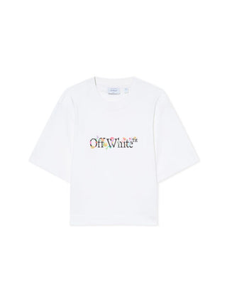 OFF WHITE Bookish Glowing Flower Crop T-shirt