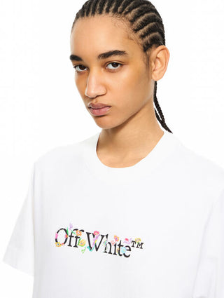OFF WHITE Bookish Glowing Flower Crop T-shirt