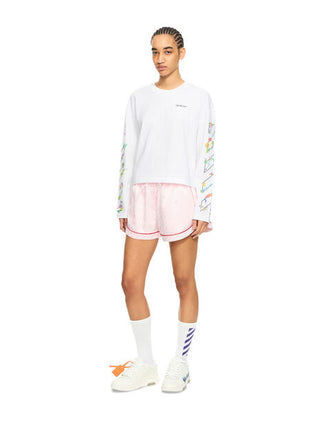 OFF WHITE Diagonal Glowing Flower Long-Sleeved T-shirt