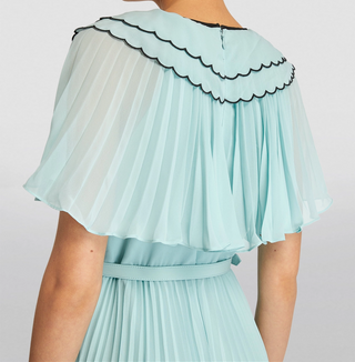 SELF PORTRAIT Chiffon Scallop Collar Midi Dress