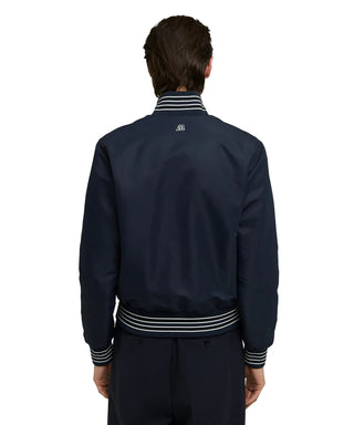 MSGM Maxi logo blue bomber jacket