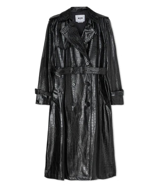 MSGM "Croco Faux Leather" fabric trench coat