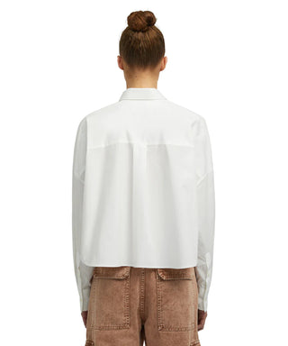 MSGM Poplin cotton crop top shirt with emblem