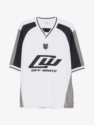 OFF WHITE logo-print V-neck T-shirt