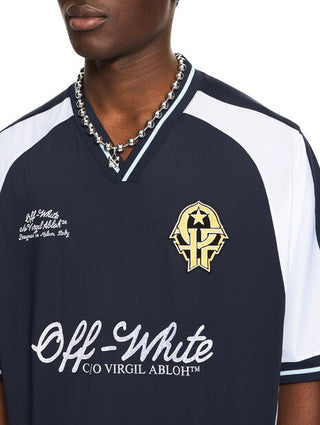 OFF WHITE logo-print mesh-panel T-shirt