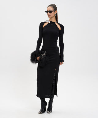 OFF WHITE SEC SKIN CRYSTAL TIE TOP