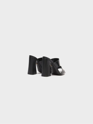 Roberto Cavalli Women's Laminated Mules With Maxi Heels