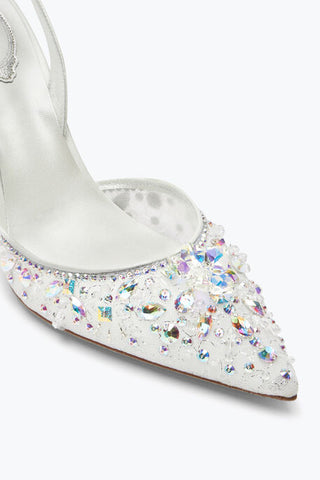 RENE CAOVILLA Cinderella White Slingback With Crystal 80