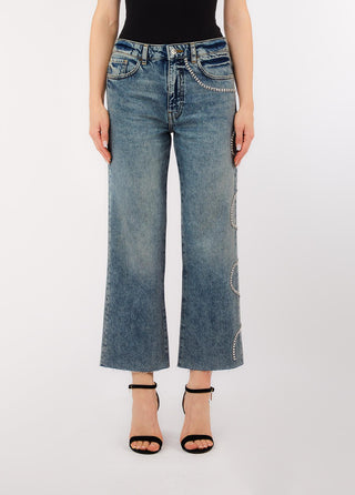 LIU JO Cropped jeans with bejewelled embellishment