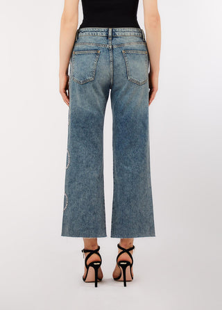LIU JO Cropped jeans with bejewelled embellishment