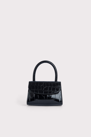 BY FAR  Accessories Mini Black Croco Embossed Leather