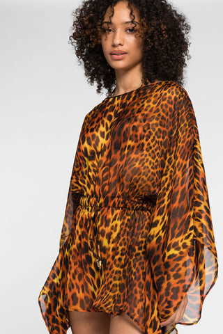 Roberto Cavalli Jaguar-Print Silk Kaftan