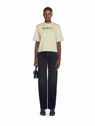 OFF WHITE Bookish Flowers Boxy Logo Tee