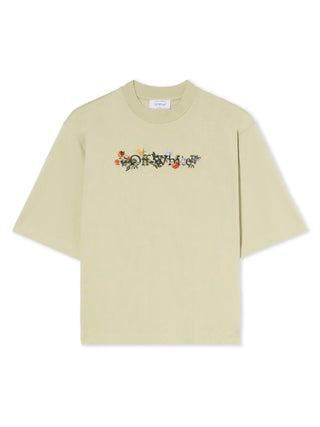 OFF WHITE Bookish Flowers Boxy Logo Tee