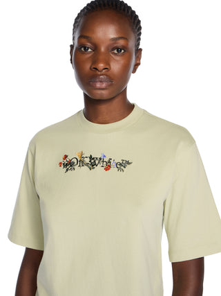 OFF WHITE Bookish Flowers Boxy Logo Tee