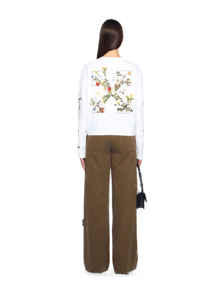 OFF WHITE Embroidered Flowers Arrow Long Sleeve T-Shirt