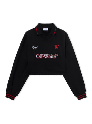 OFF WHITE Sporty Crop Polo Logo Sweatshirt