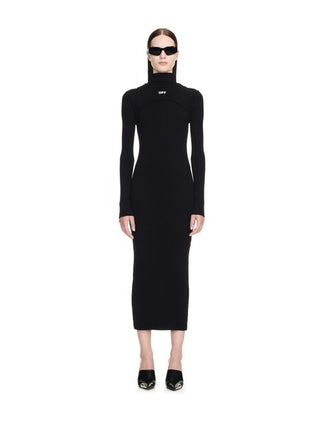 OFF WHITE OFF STAMP RIB ROUND LONG DRES