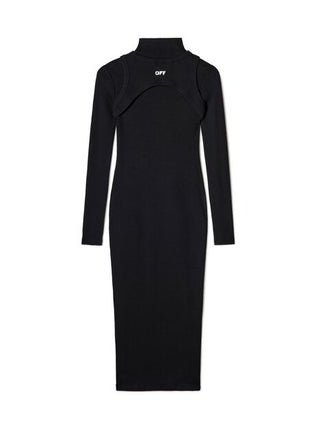 OFF WHITE OFF STAMP RIB ROUND LONG DRES