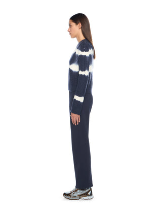 OFF WHITE Tiedye Cable Crop Crewneck Sweater