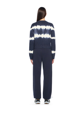 OFF WHITE Tiedye Cable Crop Crewneck Sweater