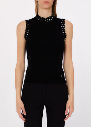 LIU JO Gilet with jewel embroidery