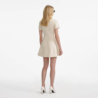 SELF PORTRAIT Cream Collared Denim Mini Dress