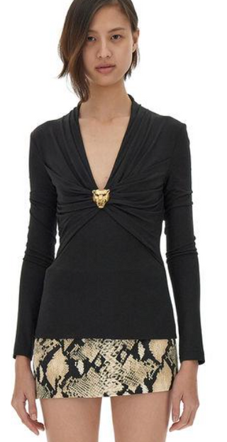 Roberto Cavalli,Ready to Wear Panther Head Top | BLACK