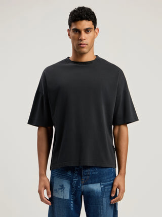 PALM ANGELS Curved Logo Loose Collar T-Shirt