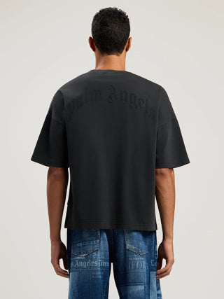 PALM ANGELS Curved Logo Loose Collar T-Shirt
