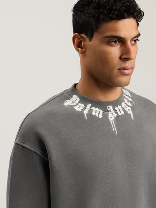 PALM ANGELS Neck Logo Regular Crewneck Sweatshirt