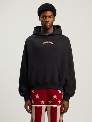 PALM ANGELS Curved Logo Loose Hoodie