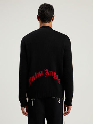 PALM ANGELS Curved Logo Cardigan