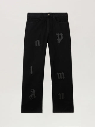 PALM ANGELS Logo Patch Straight Jeans