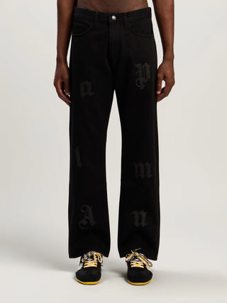 PALM ANGELS Logo Patch Straight Jeans