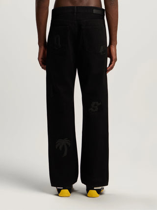 PALM ANGELS Logo Patch Straight Jeans
