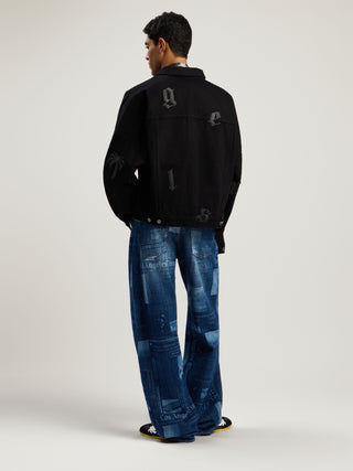 PALM ANGELS Gothic Logo Denim Jacket