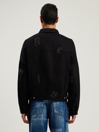 PALM ANGELS Gothic Logo Denim Jacket