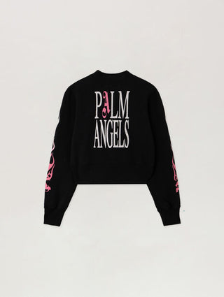 PALM ANGELS Flames Fitted Crew Sweatshirt