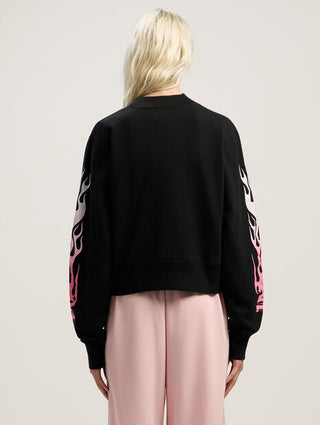 PALM ANGELS Flames Fitted Crew Sweatshirt