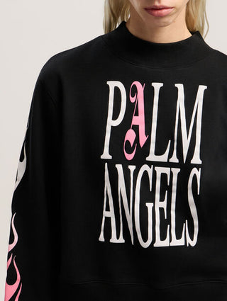 PALM ANGELS Flames Fitted Crew Sweatshirt