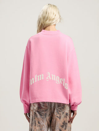 PALM ANGELS Curved Logo Collar Balloon Sweatshirt